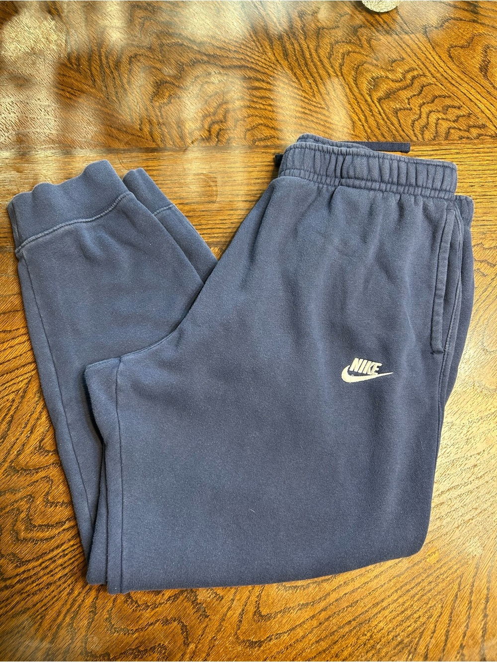 Nike Kids Dark Navy Fleece Joggers with White Logo